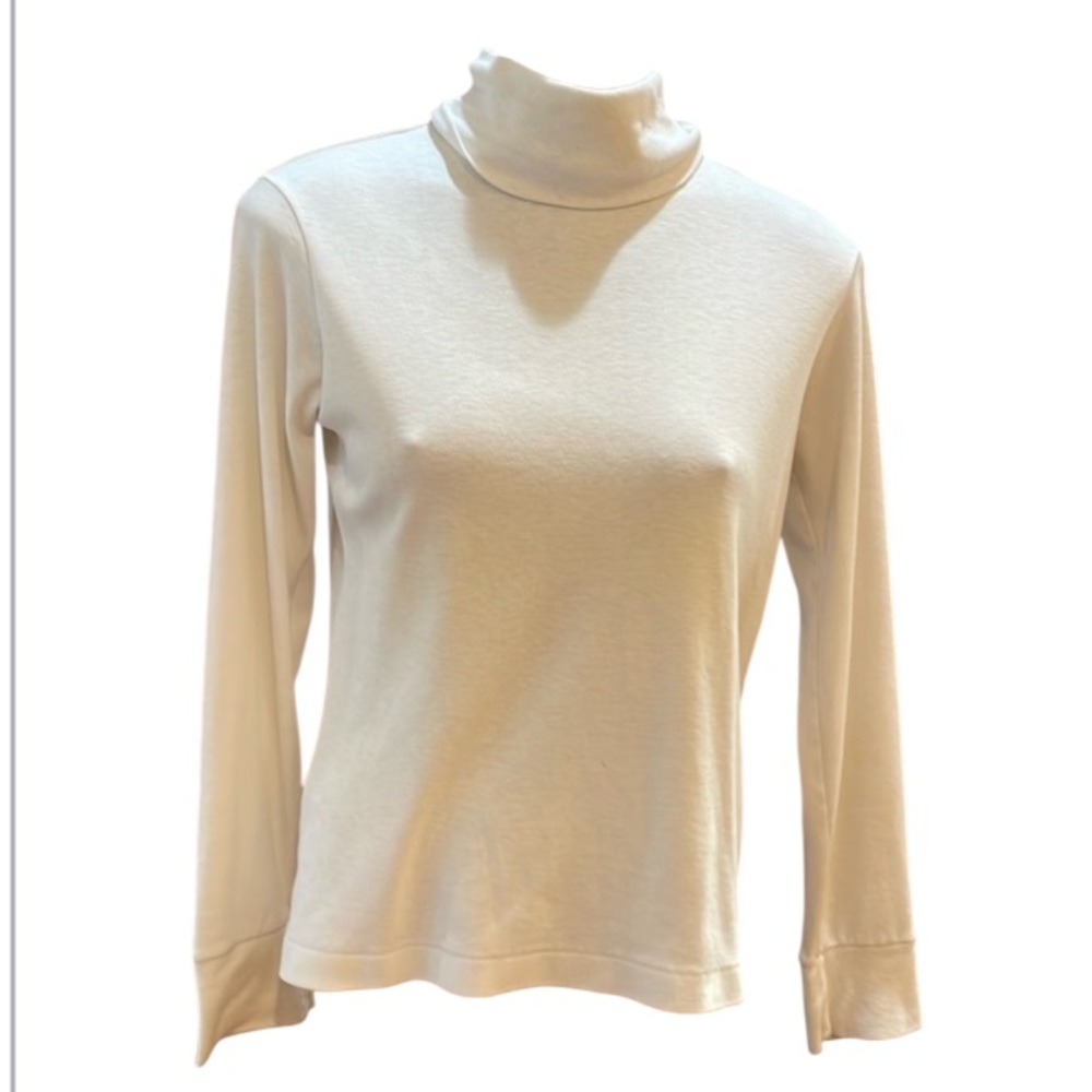 Vintage lands end turtleneck top white cotton blend women’s size M